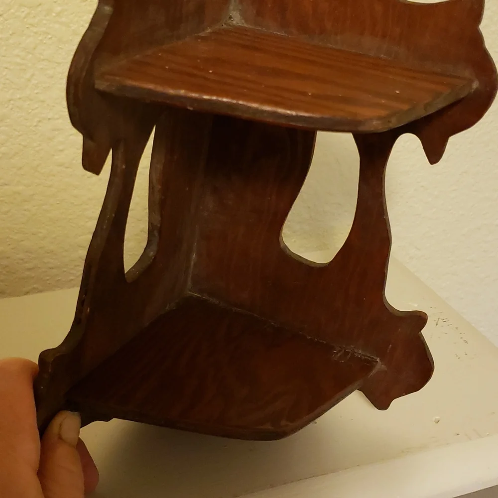 Wooden Two-Tier Wall Display Shelf - Brown